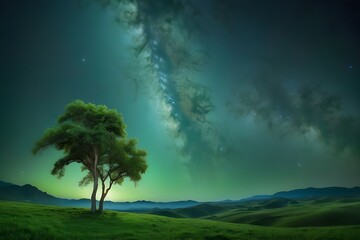 Default Beautiful Full HD Image of Stars in the Forest and Mountain






