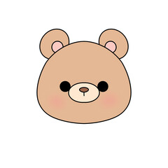 A cute cartoon bear with a big smile on its face. The bear is wearing a white shirt and has a black nose