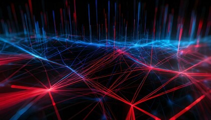 abstract red and blue virtual network - design element for technology background - connectivity backdrop illustration - generative ai