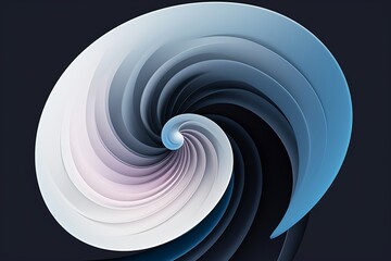 Create an elegant and intricate spiral design with a glitch effect incorporated, primarily using shades of blue,cute, animation, technicolor, illustration