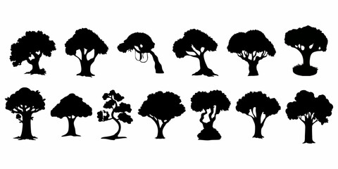 illustration or icon of a black tree on a white background