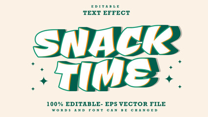 3d Minimal Word Snack Time Editable Text Effect Design, Effect Saved In Graphic Style