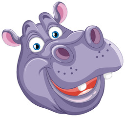 Vector illustration of a smiling purple hippo face