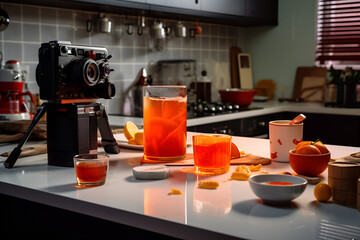 two glasses of juice on the table