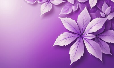 An abstract violet background featuring smooth lines and blurry leaves