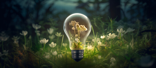 light bulb on the background of the tree