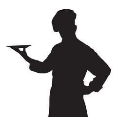 chef silhouette vector isolated black on white background
