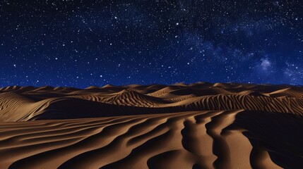 A desert at night with a sky full of stars