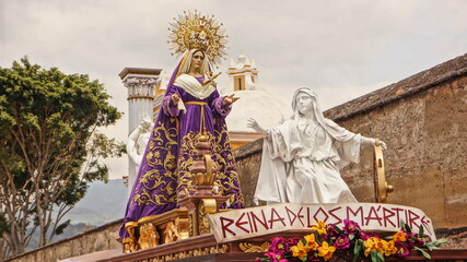 Procession of Jesus Nazareno del Perdón and Virgin Mary. Holy Week in Antigua Guatemala