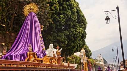 Procession of Jesus Nazareno del Perdón and Virgin Mary. Holy Week in Antigua Guatemala
