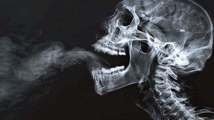 This image features a captivating smoke effect around the skull, creating an illusion of the skull releasing a mist