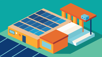 An overhead shot of a solar panel installation on the roof of a manufacturing plant showcasing the integration of renewable energy sources to