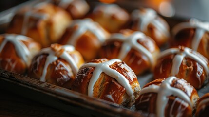 hot cross buns on a baking tray, bakery advertisements, food blogs