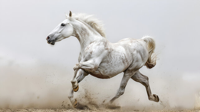 Picture presenting the galloping white horse Picture presenting the galloping white horse, Generative Ai