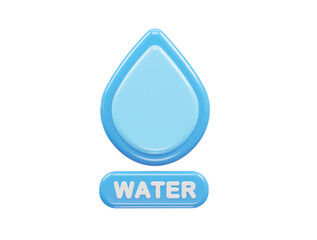 Water drop icon 3d rendering illustration element