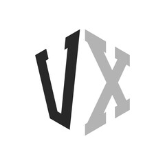 Modern Unique Hexagon Letter VX Logo Design Template. Elegant initial VX Letter Logo Concept