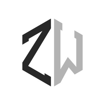 Modern Unique Hexagon Letter ZW Logo Design Template. Elegant initial ZW Letter Logo Concept
