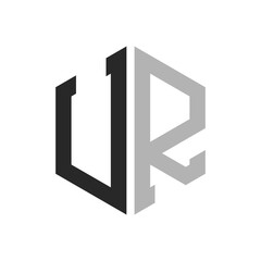 Modern Unique Hexagon Letter UR Logo Design Template. Elegant initial UR Letter Logo Concept