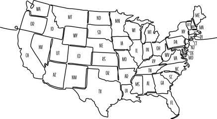 Us Map With State Names Images - obrazy, fototapety, plakaty