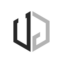 Modern Unique Hexagon Letter UJ Logo Design Template. Elegant initial UJ Letter Logo Concept