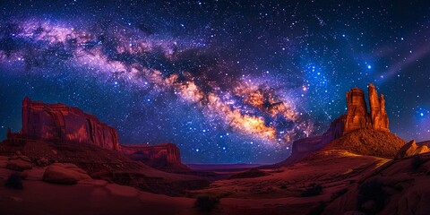 nebula over the desert mountains