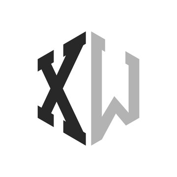 Modern Unique Hexagon Letter XW Logo Design Template. Elegant initial XW Letter Logo Concept