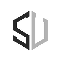 Modern Unique Hexagon Letter SU Logo Design Template. Elegant initial SU Letter Logo Concept