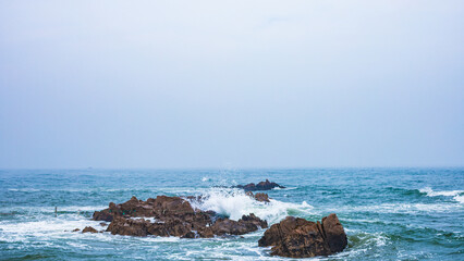 Huangdao District, Qingdao City, Shandong Province-Sprays on the Golden Beach