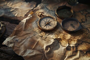 a close up of a compass on a map