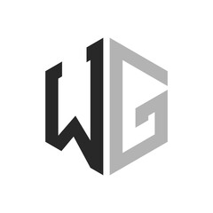 Modern Unique Hexagon Letter WG Logo Design Template. Elegant initial WG Letter Logo Concept