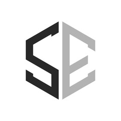 Modern Unique Hexagon Letter SE Logo Design Template. Elegant initial SE Letter Logo Concept