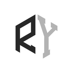 Modern Unique Hexagon Letter RY Logo Design Template. Elegant initial RY Letter Logo Concept - obrazy, fototapety, plakaty