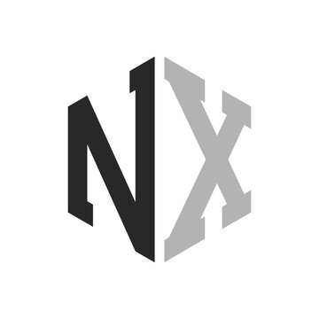 Modern Unique Hexagon Letter NX Logo Design Template. Elegant initial NX Letter Logo Concept
