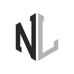 Modern Unique Hexagon Letter NL Logo Design Template. Elegant initial NL Letter Logo Concept