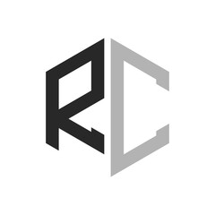 Modern Unique Hexagon Letter RC Logo Design Template. Elegant initial RC Letter Logo Concept