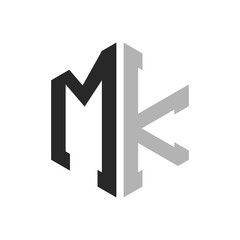 Modern Unique Hexagon Letter MK Logo Design Template. Elegant initial MK Letter Logo Concept