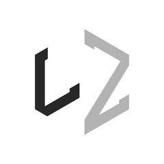 Modern Unique Hexagon Letter LZ Logo Design Template. Elegant initial LZ Letter Logo Concept - obrazy, fototapety, plakaty