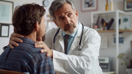 Fototapeta premium the empathy and care of a doctor comforting a patient diagnosed with a serious illness, offering support and guidance