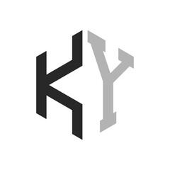 Modern Unique Hexagon Letter KY Logo Design Template. Elegant initial KY Letter Logo Concept