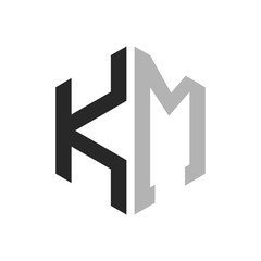 Modern Unique Hexagon Letter KM Logo Design Template. Elegant initial KM Letter Logo Concept