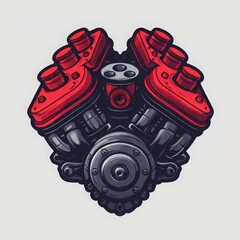engine logo vector illustration of cartoon car motor vehicle engine