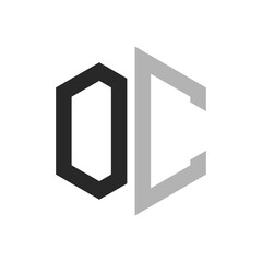 Modern Unique Hexagon Letter OC Logo Design Template. Elegant initial OC Letter Logo Concept