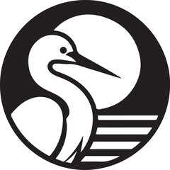 Egret Bird  Silhouette , illustration 