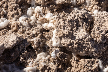 Close up of salt crystals of the Laguna Chaxa - Chile.