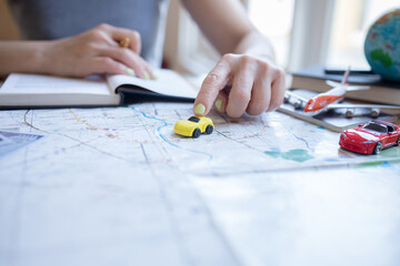 Women travel planning vacation trip and searching information or  route on the map, Travel concept