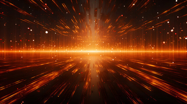 Digital gold and red perspective light geometric abstract graphics poster web page PPT background