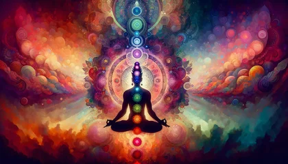 Fotobehang Yoga In The Lotus Position, energy, meditation  © M.studio