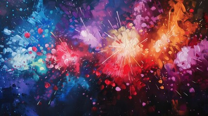 Generative AI The Dance of Colorful Fireworks Bursting in the Dark Background.