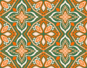 Seamless ikat pattern geometric Abstract folklore ornament Tribal ethnic illustration background
