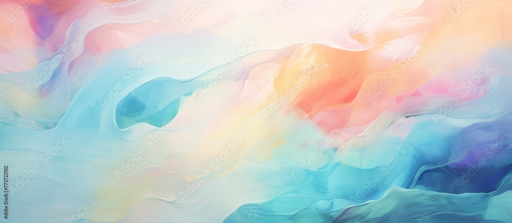Poster vibrant and dynamic abstract painting featuring a fluid and colorful composition with flowing paint 